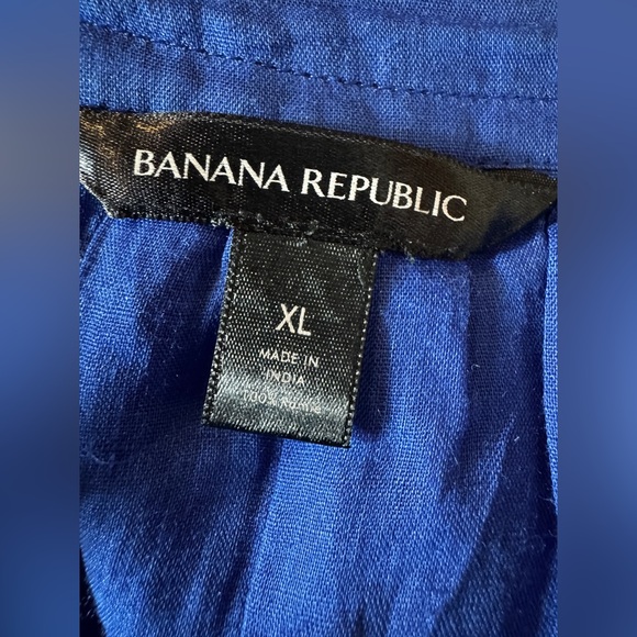 Banana Republic Royal Blue Midi Ramie Long Sleeve Dress Size XL - Picture 9 of 12